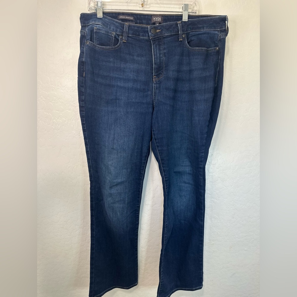 NYDJ Barbara women’s plus 16 boot cut lift tuck Straight Jeans blue Wash stretch